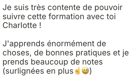 Témoignage client en capture d'écran